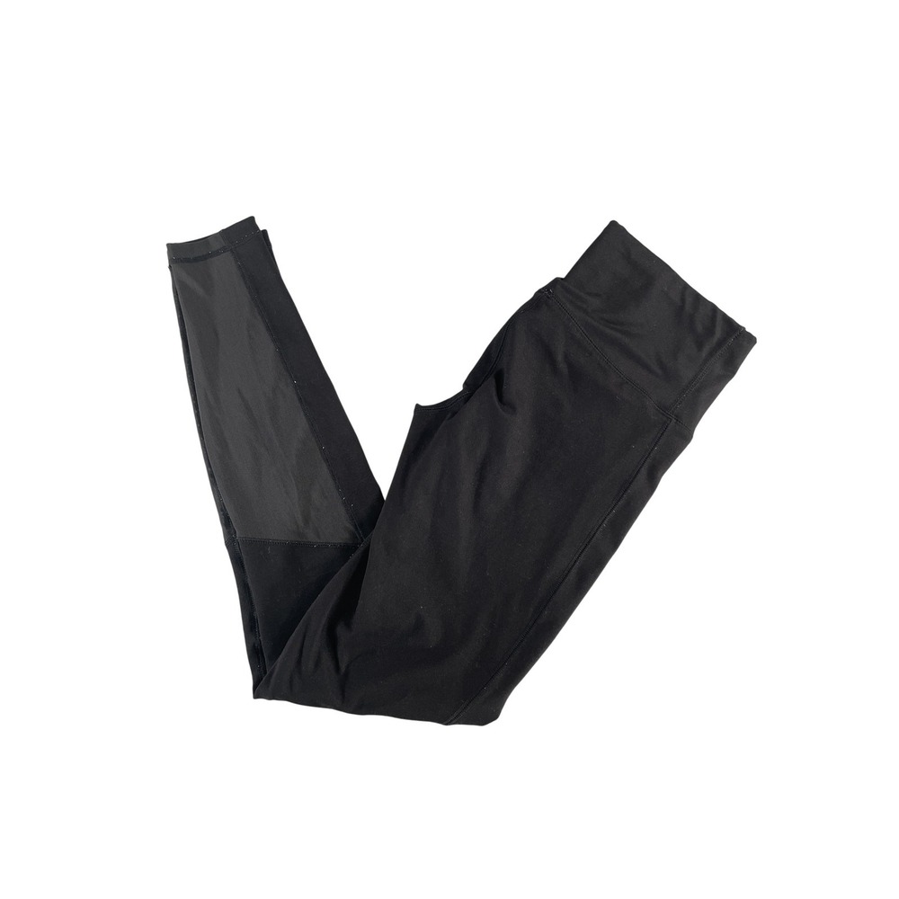 Puma Leggings Womens Medium Black Moto Activewear Mesh Panel High Waist Athletic